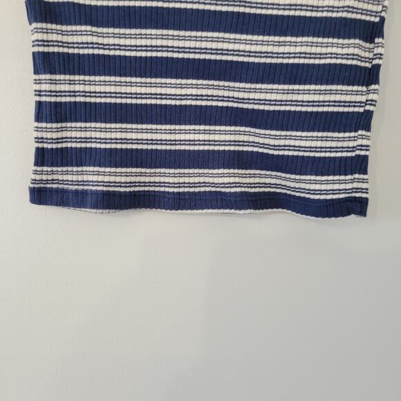 Zara Trafaluc Ribbed Crop Shirt Striped Blue M - Picture 5 of 6
